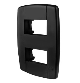 PLACA 4X2 2 MODULOS LINHA LEV PRETA FOSCA