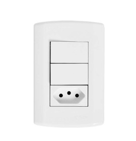 CONJ.2TECLAS SIMPLES+TOMADA 10A -PLUZI (7221)