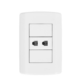 CONJUNTO TOMADA DUPLO RJ11 - PLUZI (7229)