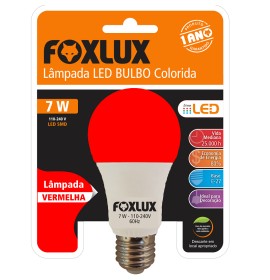 LAMPADA LED BULBO 7W VERMELHA FOXLUX